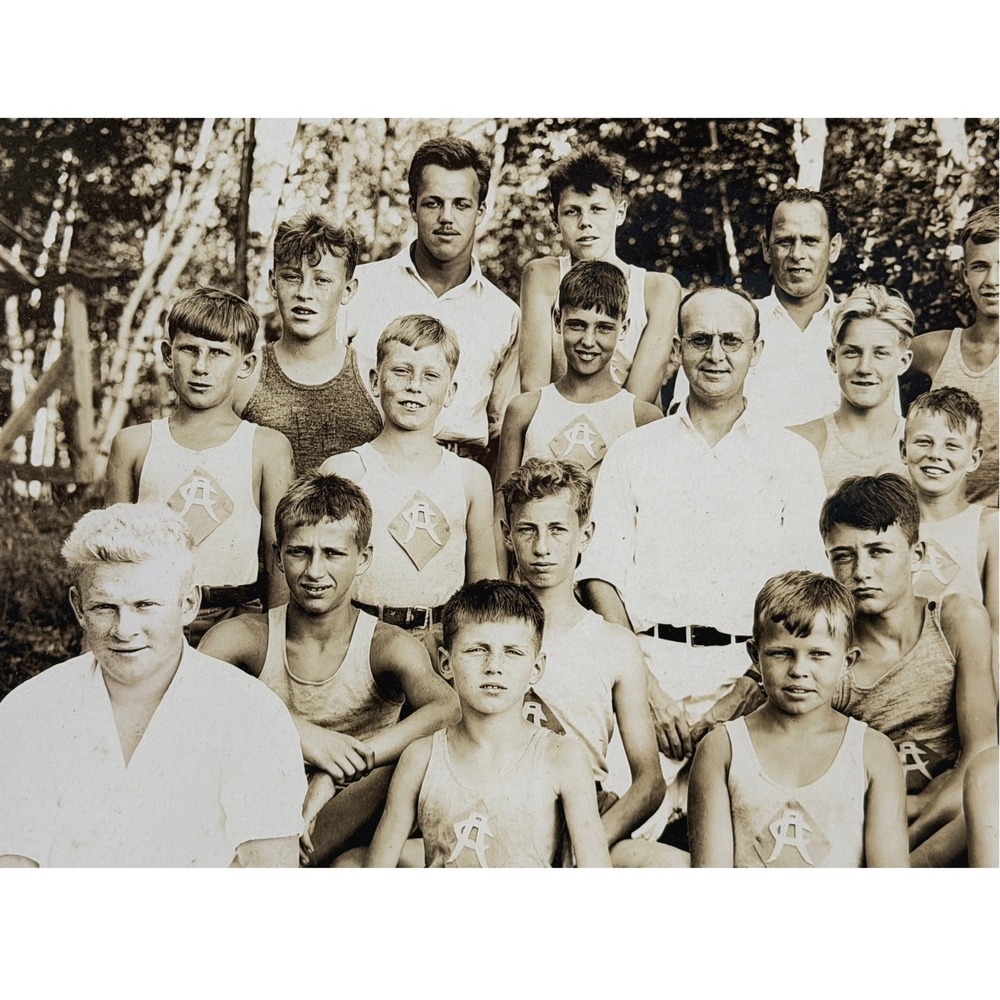 Vintage New England 1920s Boys Camp Original Photo Atkins Studio Waterville ME - Picture 4 of 14